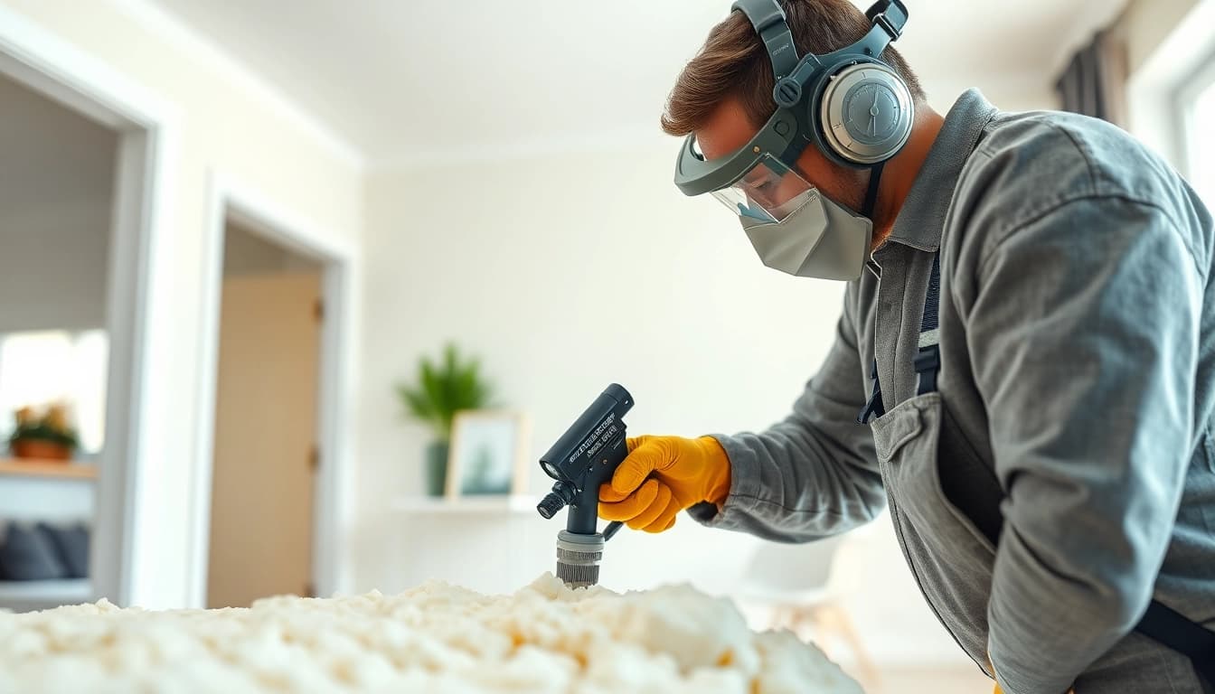 Efficient spray foam removal Portsmouth by a professional technician in a clean home environment.