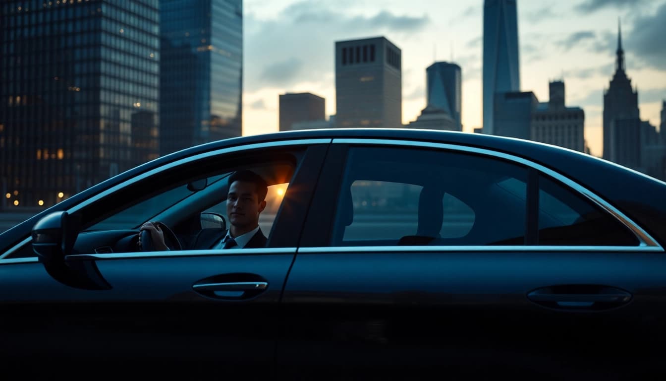 Experience Chauffeur Hire with a luxurious sedan and professional driver in the vibrant city.