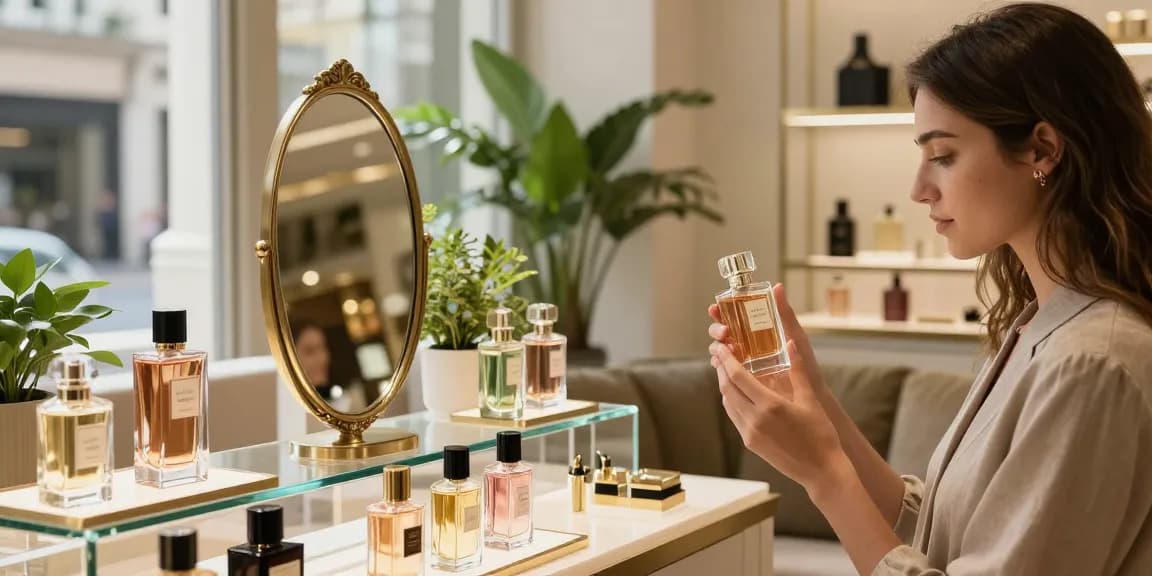 Razamoisele fragrance displayed elegantly with luxurious decor in a boutique setting.