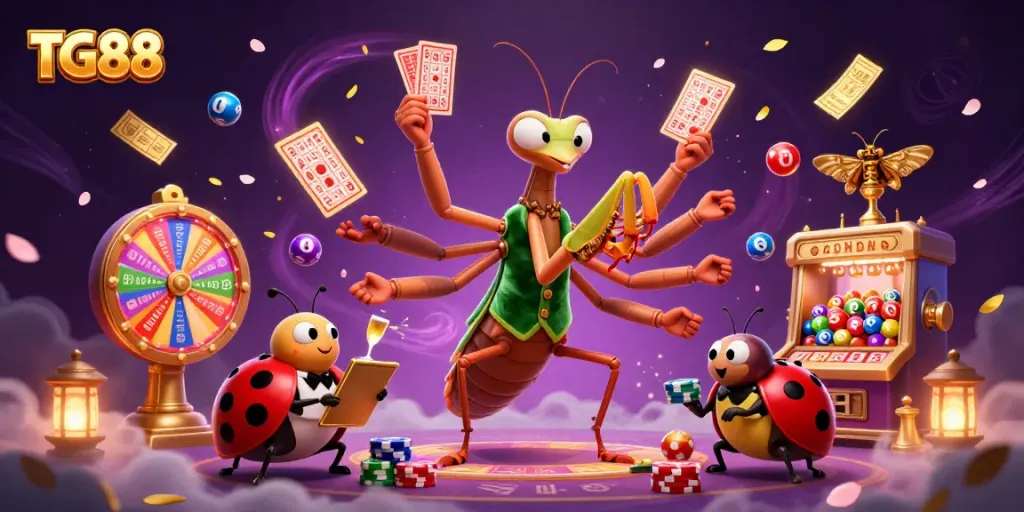 Engage in the thrilling world of TG88 casino with dynamic characters and vibrant gaming elements.