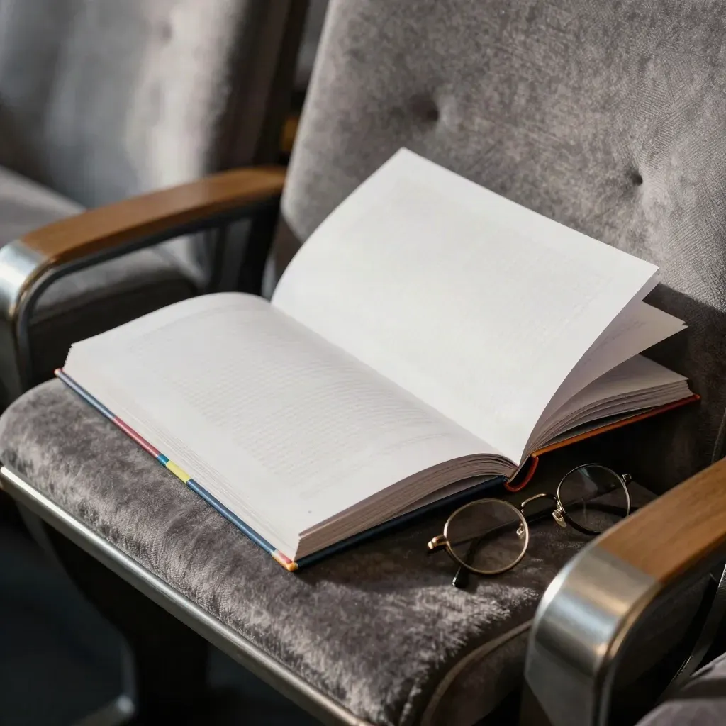 Open opera programme with tabs, cast insert and spectacles on a theatre seat