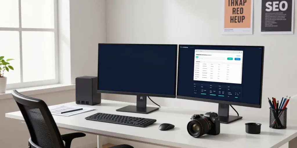 Instant indexing analysis in a modern SEO workspace with dual monitors