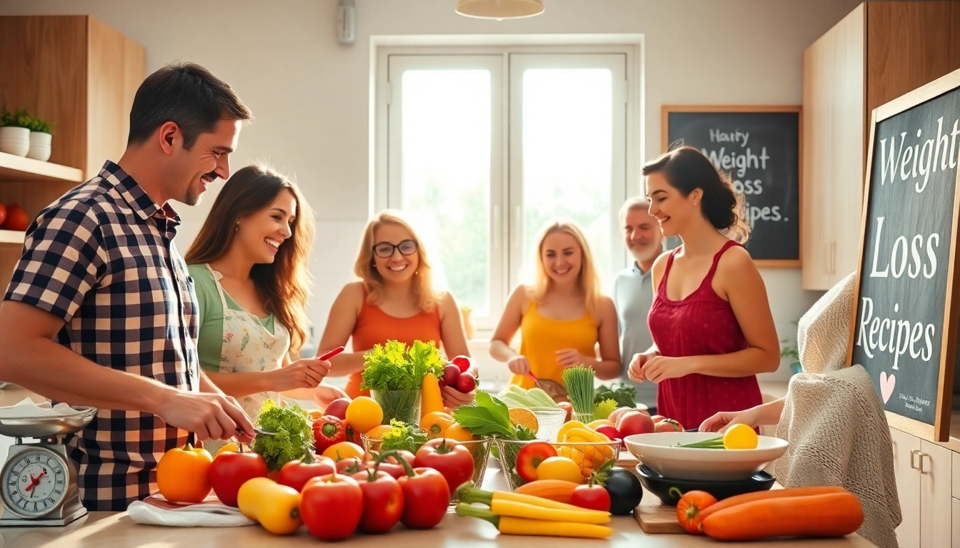 Group cooking healthy meals together for effective weight loss.