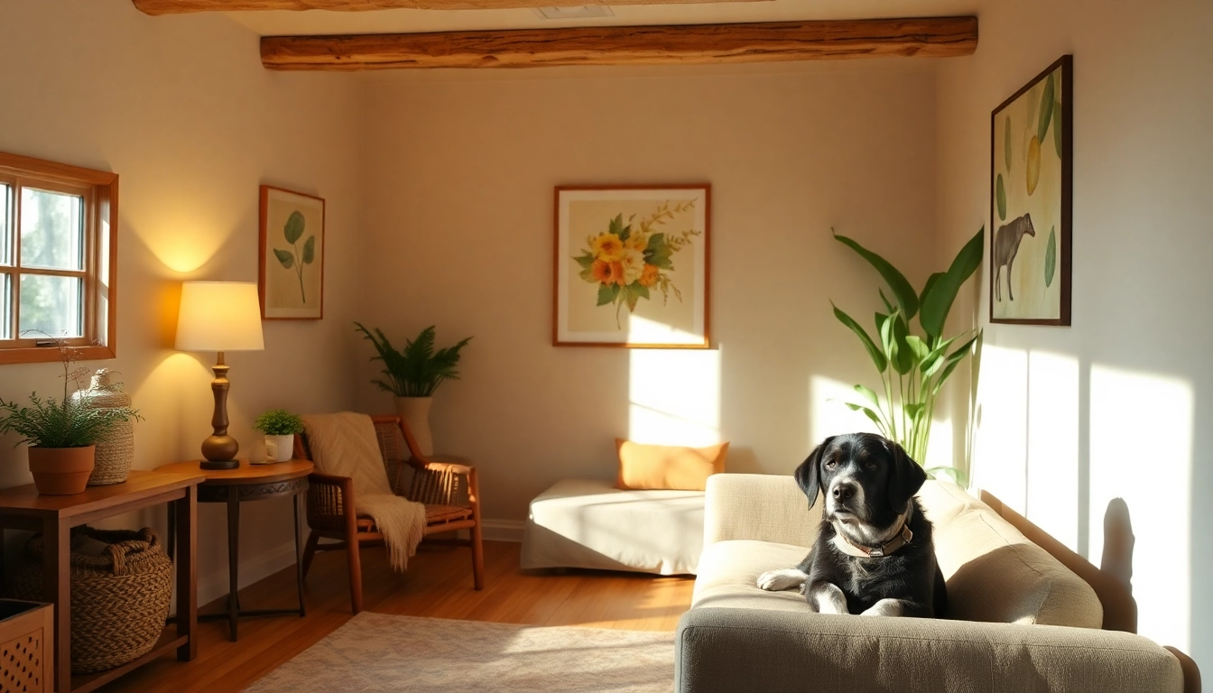 Anxiety treatment Sydney in a cozy therapy room with a therapy dog promoting a calming environment.