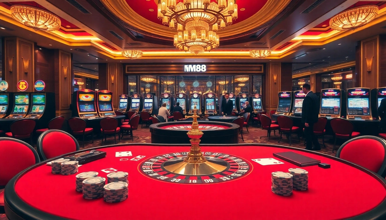 Experience the thrill of MM88 at a luxurious casino table with vibrant cards and chips.