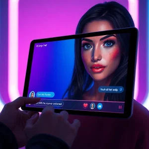 Engaging AI sex chat interface showcasing a vibrant digital character in a modern design.