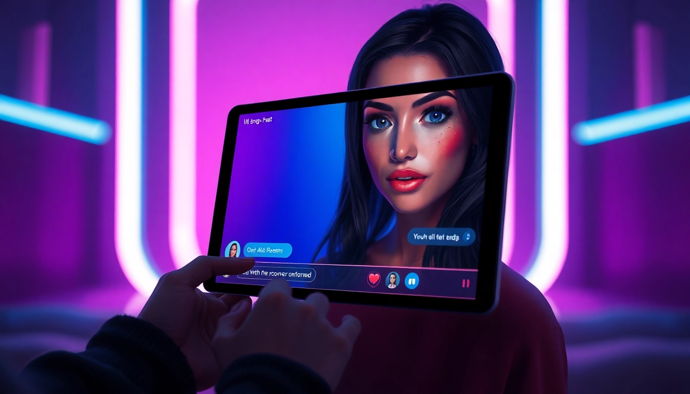 Engaging AI sex chat interface showcasing a vibrant digital character in a modern design.