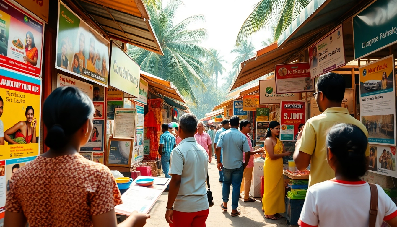 Lanka Add marketplace scene featuring vibrant ads and interactions in Sri Lanka.