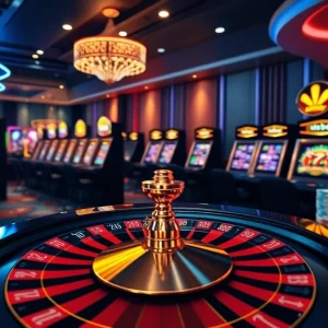 Experience thrilling gambling action at usbet with vibrant slot machines and roulette.