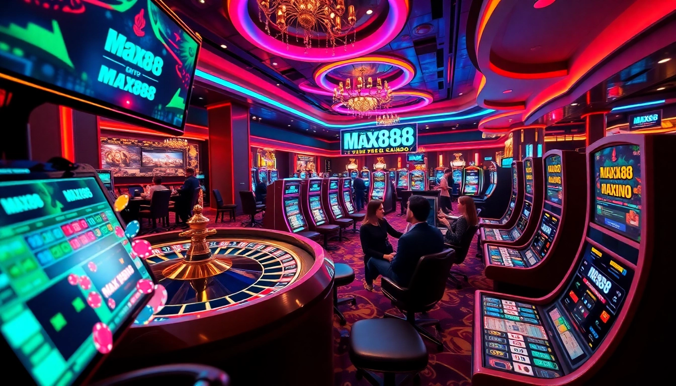 Engaging scene from nha cai max88 featuring players at a casino table, emphasizing excitement and strategy.