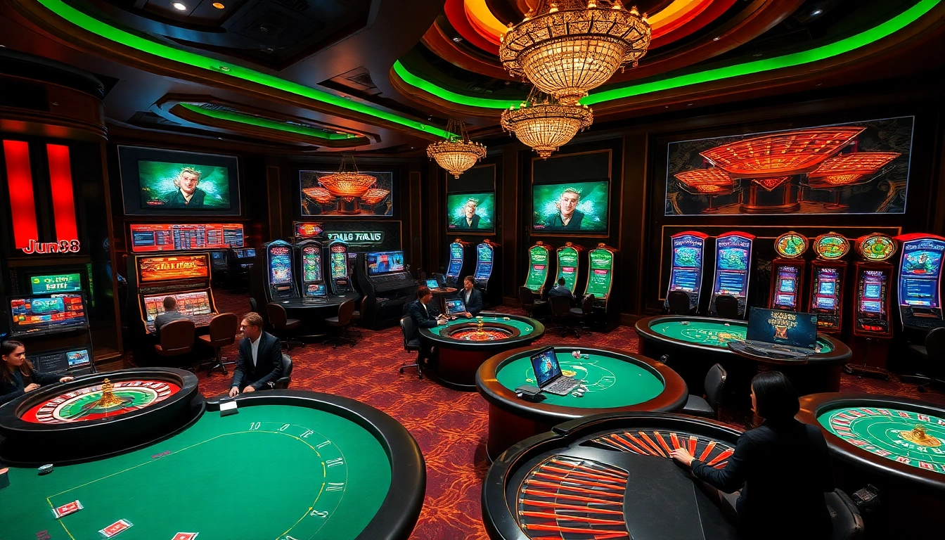 Experience the excitement of jun88 phiên bản 2 with vibrant casino tables and engaging gameplay.