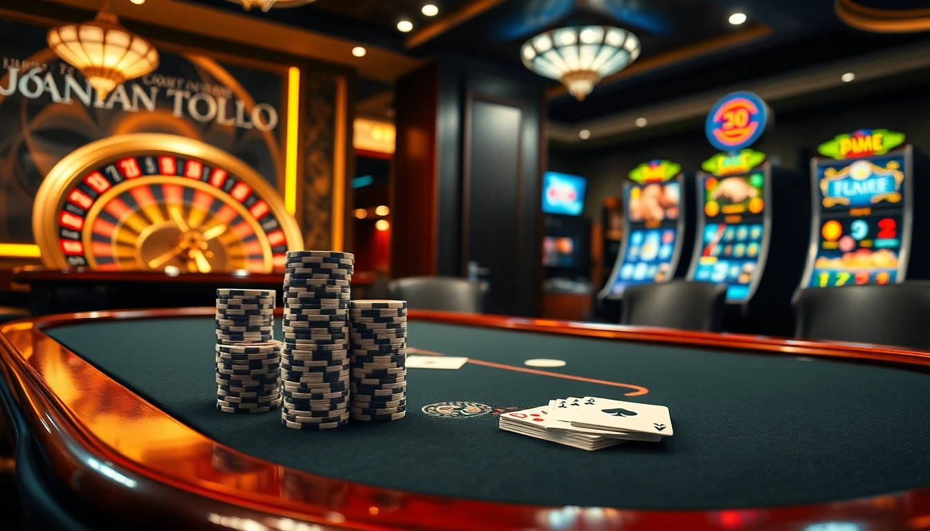 An engaging gaming atmosphere showcasing the luxury and excitement of online casino at https://ev882.sa.com/ featuring poker chips and a roulette wheel.