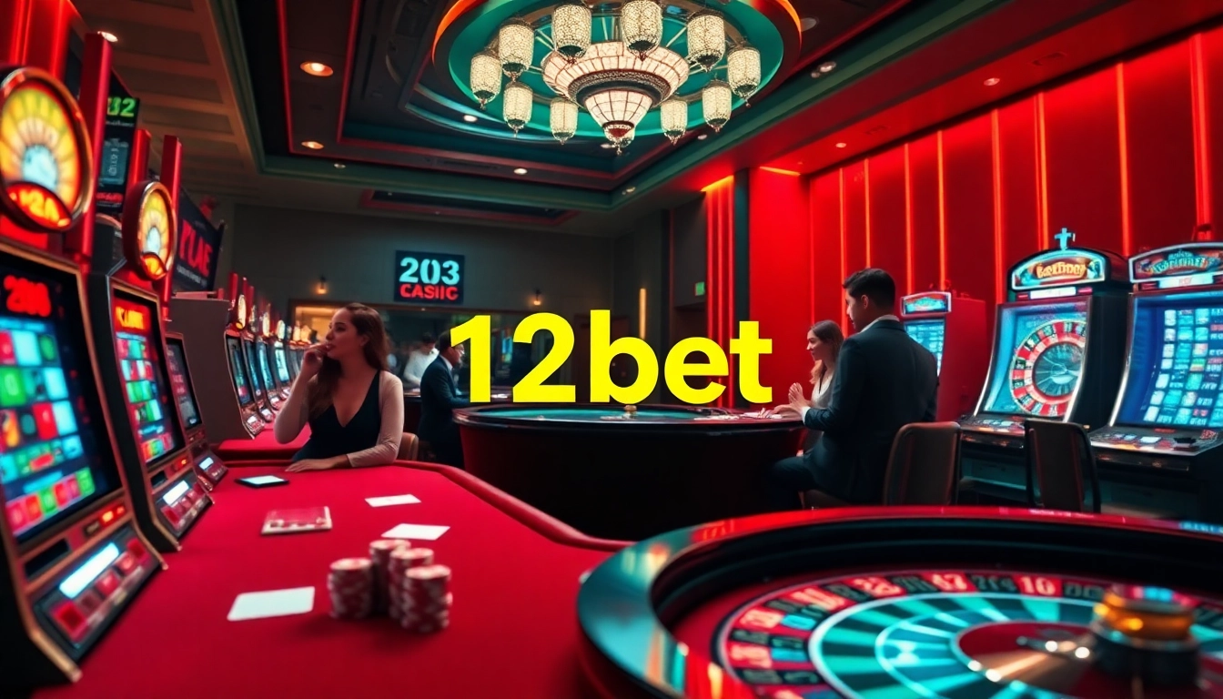 Players engaged in thrilling gambling activities at 12bet's vibrant casino tables.