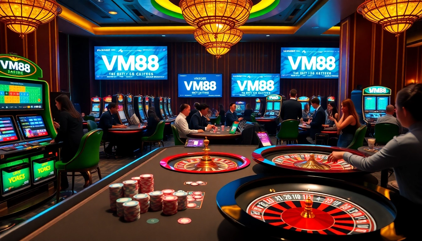 Experience thrilling gameplay at VM88's online casino with vibrant tables and sophisticated betting options.