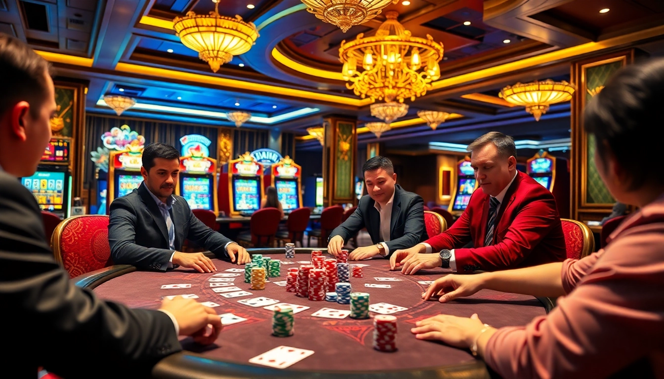 Experience the thrill of Jun888 poker with vibrant poker chips and professional players.