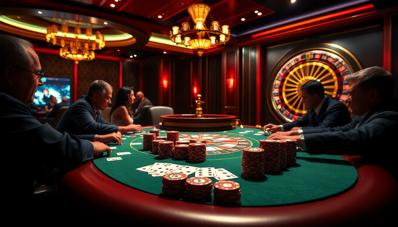 Thabet engages gamblers with an exciting casino scene featuring dynamic poker action and vibrant roulette.