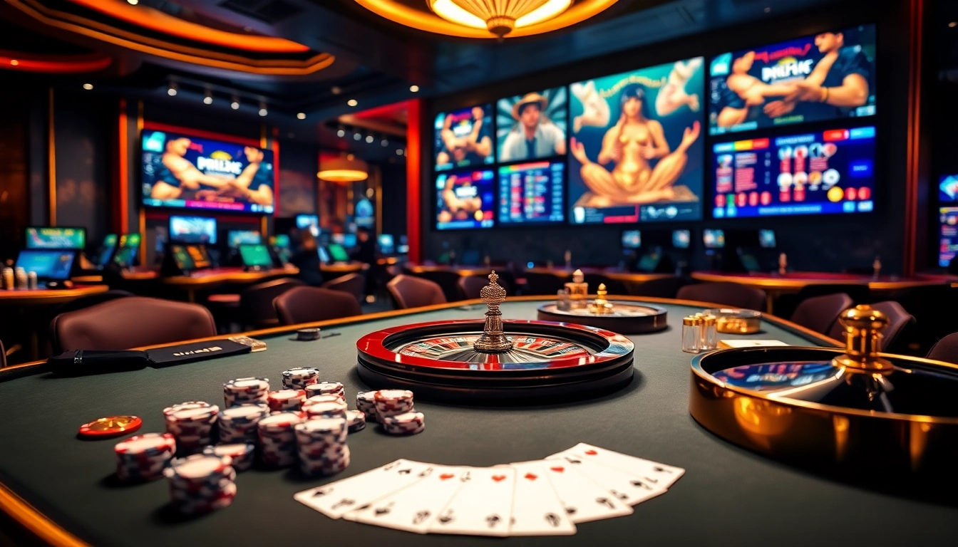 Gambling excitement at https://11win.best/ with vibrant casino tables and luxurious poker chips.