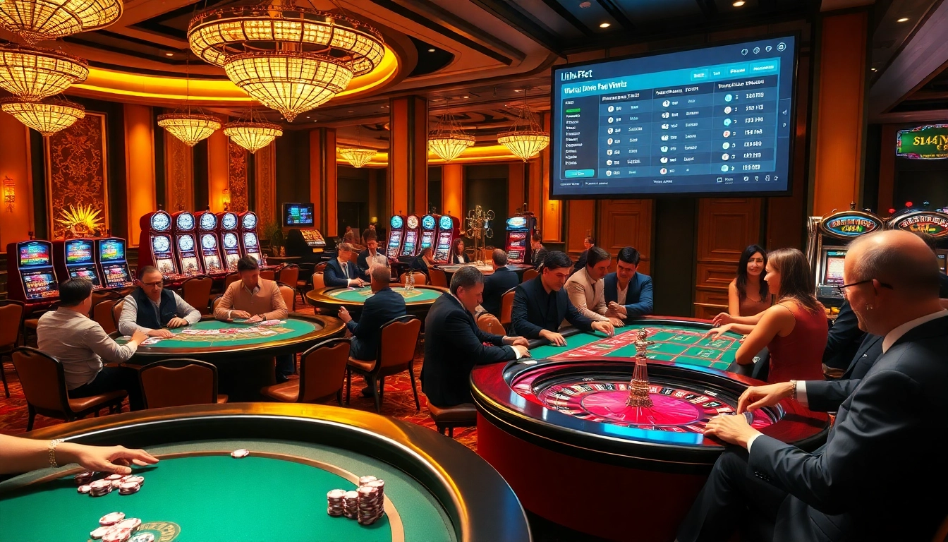 Exciting casino scene featuring Link F8bet interface with players enjoying various games.