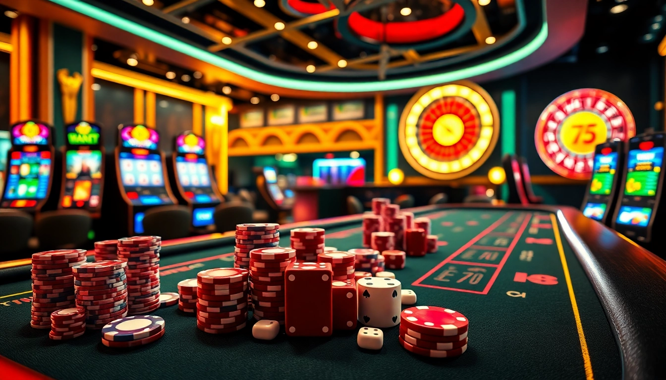 Exciting gambling activity at 789f.mex.com with vibrant slot machines and poker games.