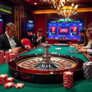 Experience thrilling casino gameplay at https://f168.studio/ with a lively baccarat table scene.
