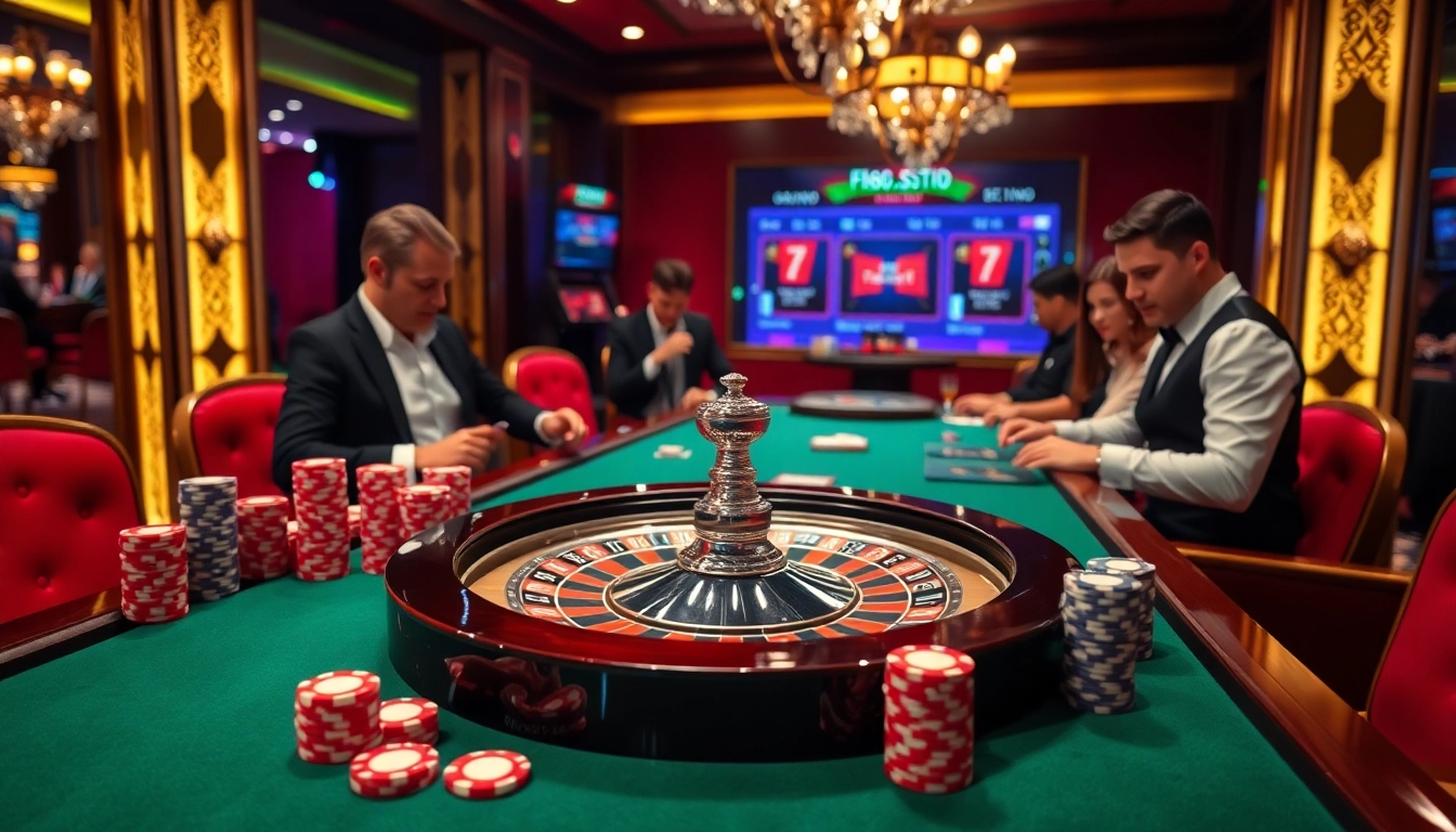 Experience thrilling casino gameplay at https://f168.studio/ with a lively baccarat table scene.