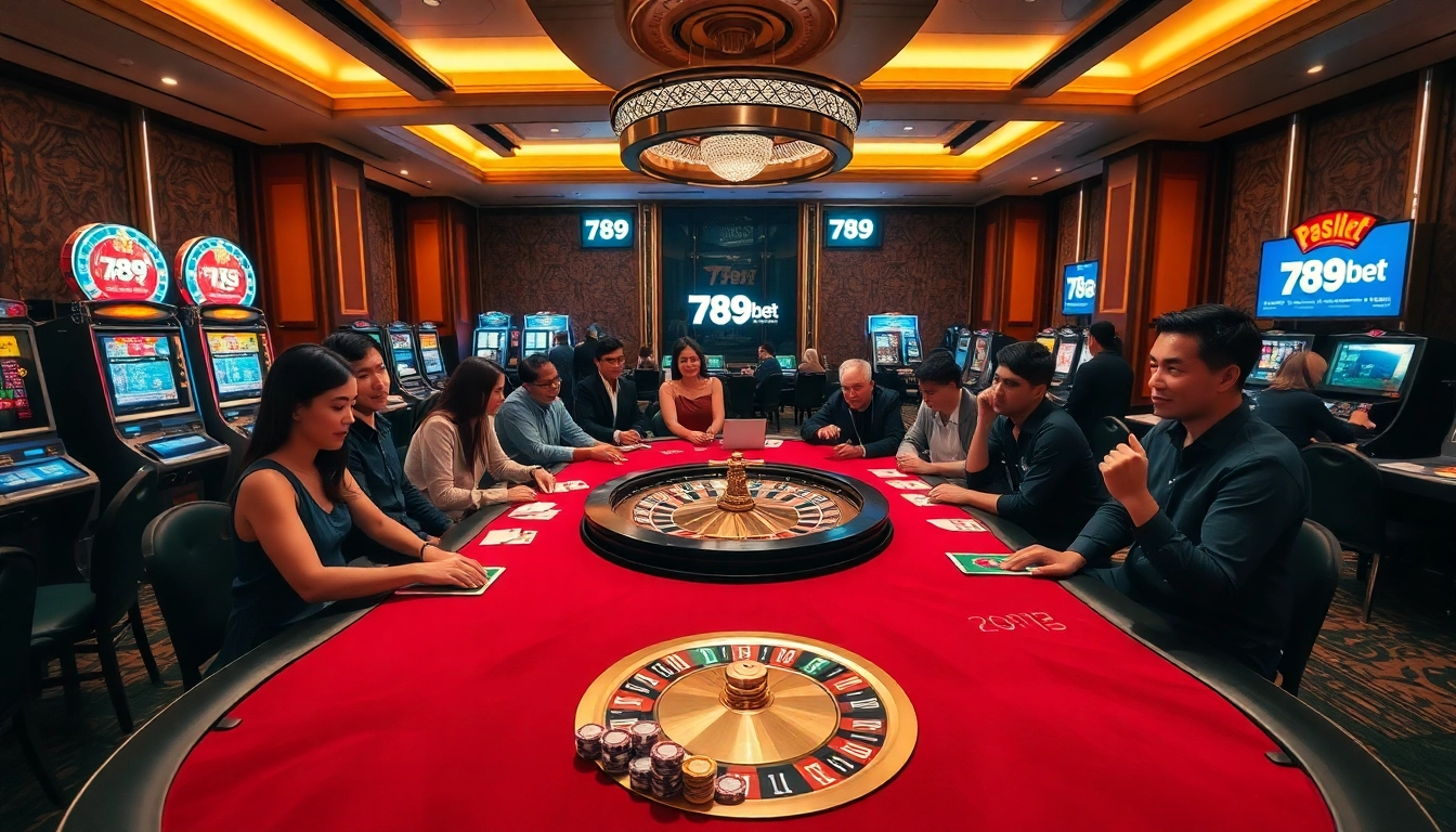 Experience thrilling casino action at 789bet with poker, slots, and roulette in a luxurious setting.