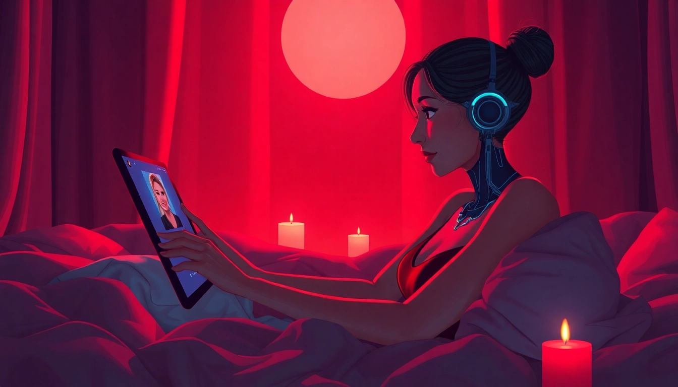 Engaging AI sex chat interaction in a cozy digital space with virtual characters.