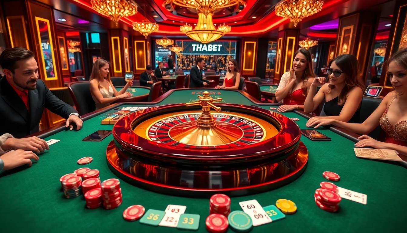 Engaged players enjoying thrilling casino games at THABET, showcasing excitement and luxury.