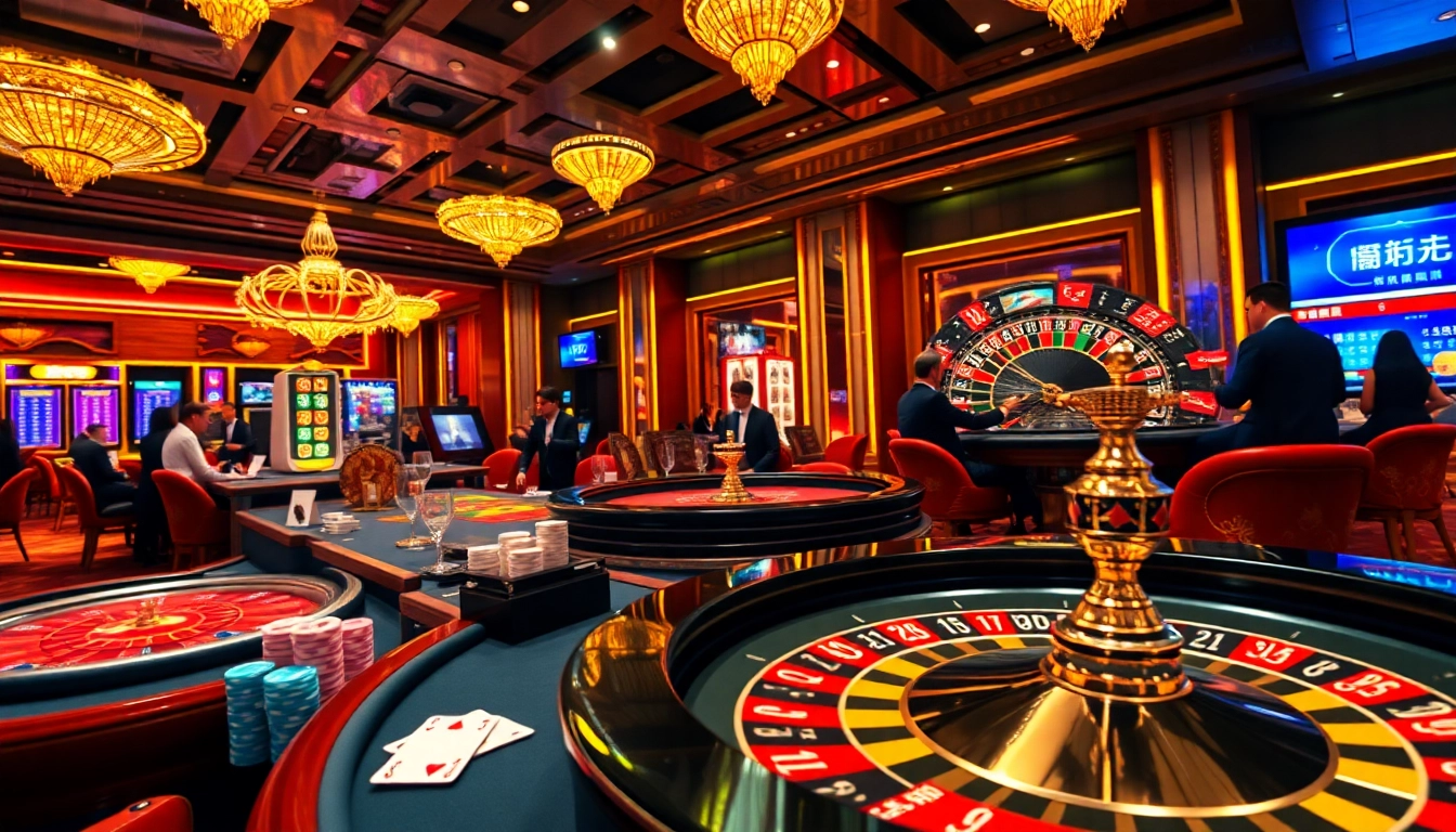 Engaging casino scene showcasing poker and roulette with the keyword 소액결제 integrated, featuring vibrant colors and excitement.