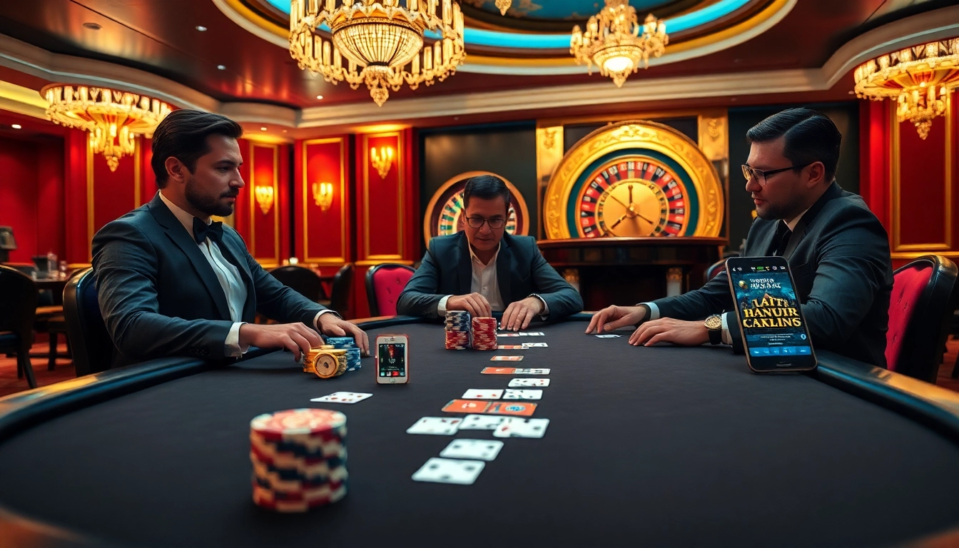 Players enjoying an exciting game of poker at 789f casino, featuring vibrant chips and elegant cards.