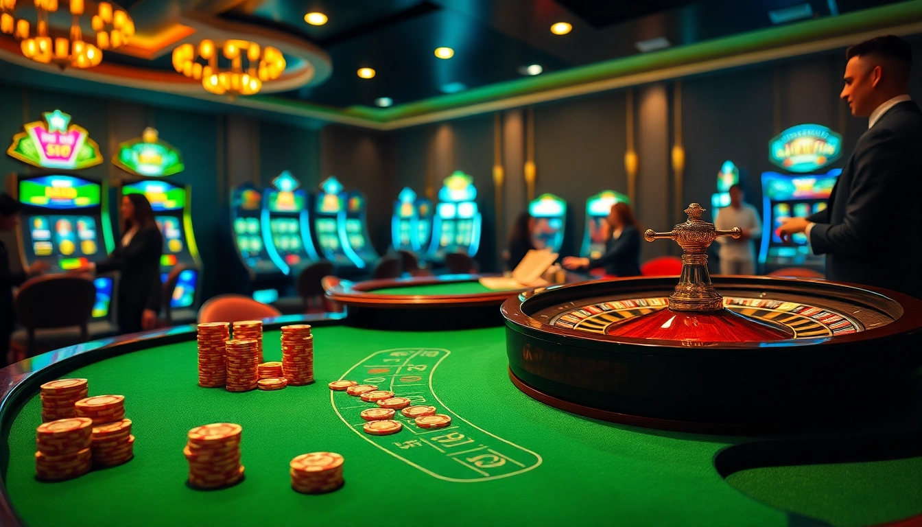 Experience the thrill of gaming at https://da88.co.im/ with vibrant casino tables, chips, and cards.