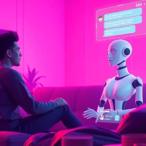 Engaging with an AI sex chat interface featuring a lifelike character for intimate interactions.