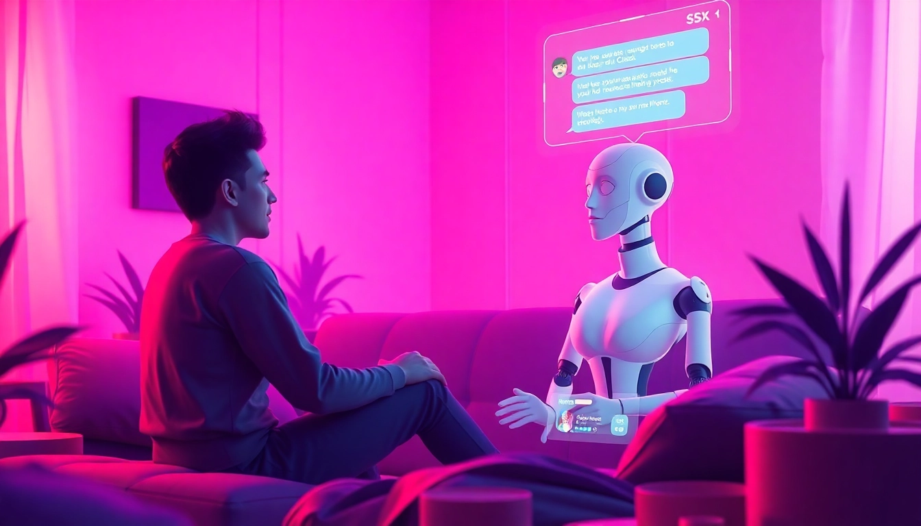 Engaging with an AI sex chat interface featuring a lifelike character for intimate interactions.