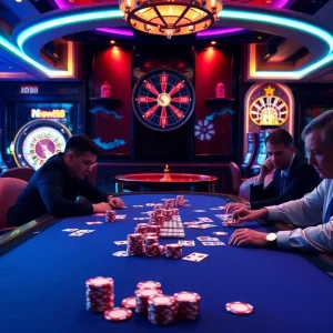 Experience intense poker gameplay and excitement at https://vnew88.vip/ with vibrant casino visuals.