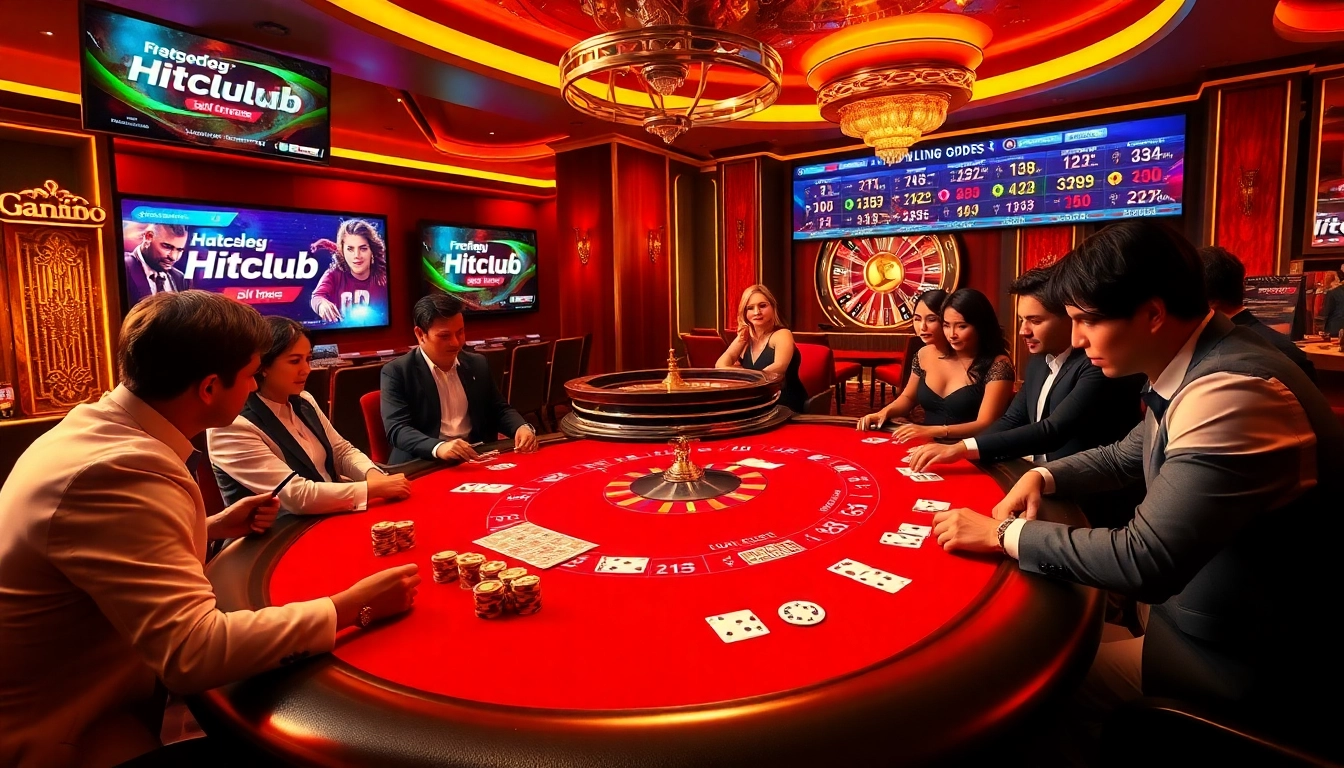 Players enjoying a high-stakes poker game at Hitclub casino.