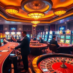 Experience high-stakes gaming moments at DN88's luxurious casino tables and vibrant atmosphere.
