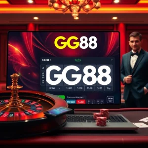 Experience professional gaming with GG88's vibrant online casino interface featuring poker and roulette.