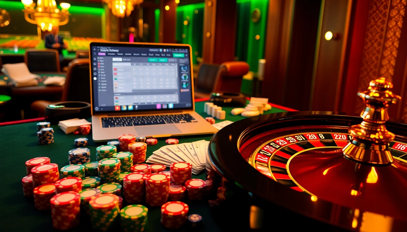 Exciting gambling at 28bet with vibrant poker chips and a roulette wheel.