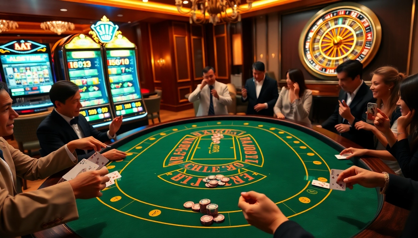 Excited players engage in a thrilling game at the nhat vip baccarat table.