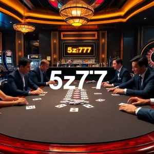 Engaging poker game scene featuring 5z777 brand elements, showcasing excitement and luxury in online gambling.