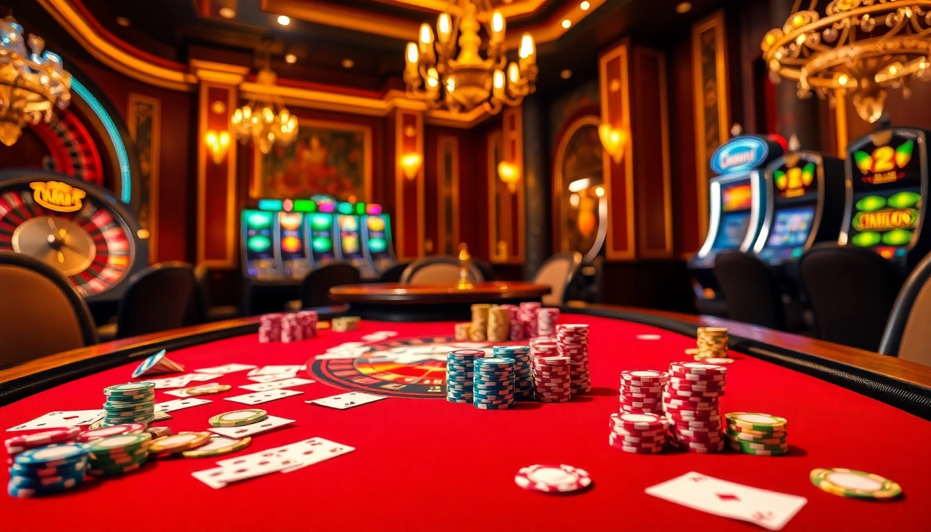 Engage in the luxury of mb66 casino poker with vibrant chips and a high-stakes atmosphere.