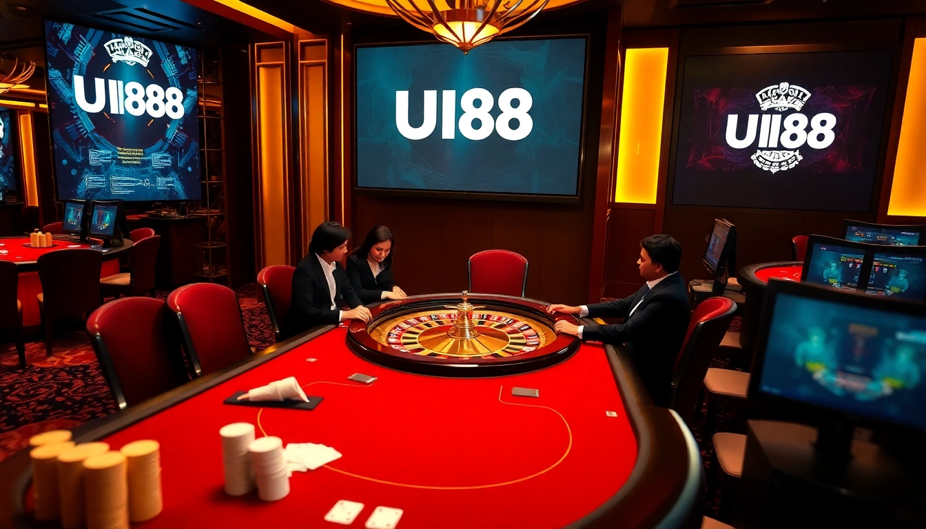 Players enjoying a professional casino experience at UU88 with poker chips and cards.