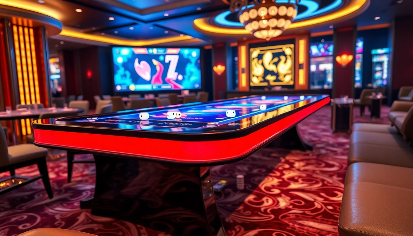 Players engaging in Tài Xỉu MD5 as they strategize with dice at a luxurious casino table.