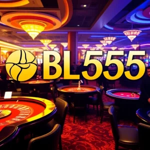 Exciting BL555 online casino scene featuring diverse games and engaging players at gambling tables.