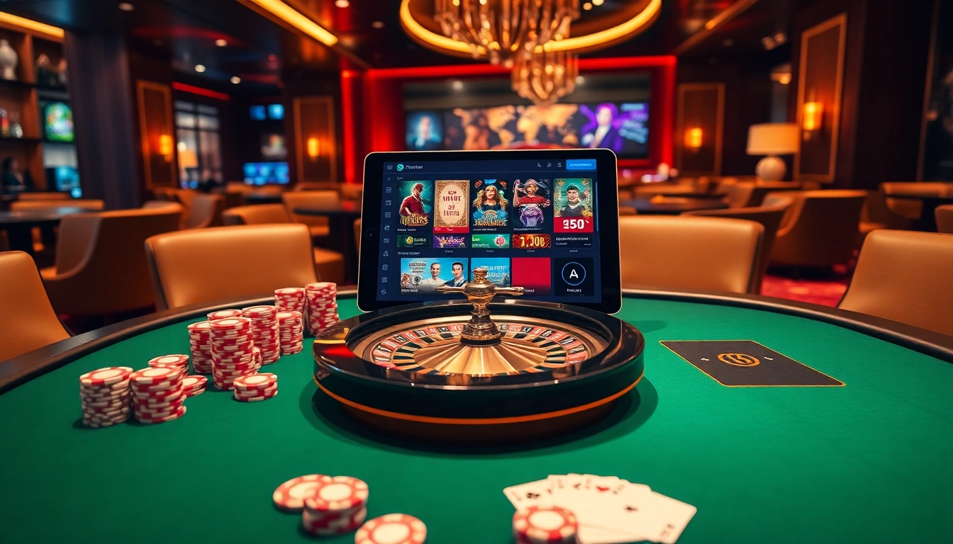 Engage in thrilling online gambling action at https://f168info.com/ with a luxurious casino vibe featuring vibrant poker chips and roulette wheel.