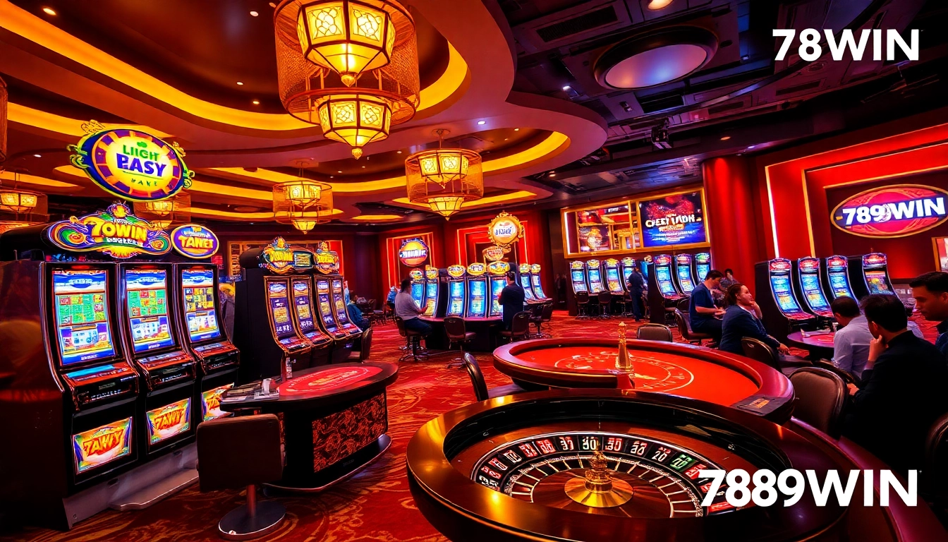 Experience the thrill of gambling at 789WIN with vibrant casino tables and engaging slot machines.