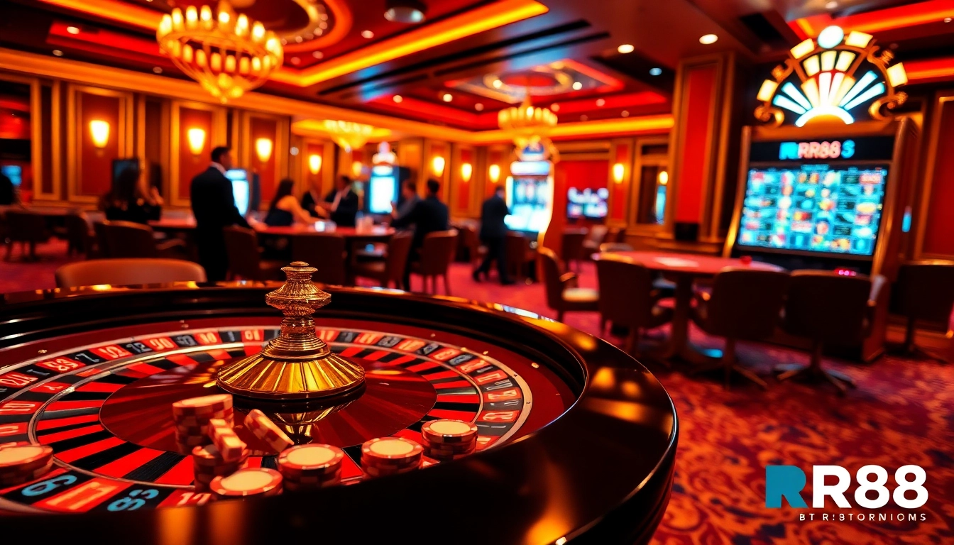 Experience thrilling gameplay at RR88's vibrant casino with roulette and poker excitement.