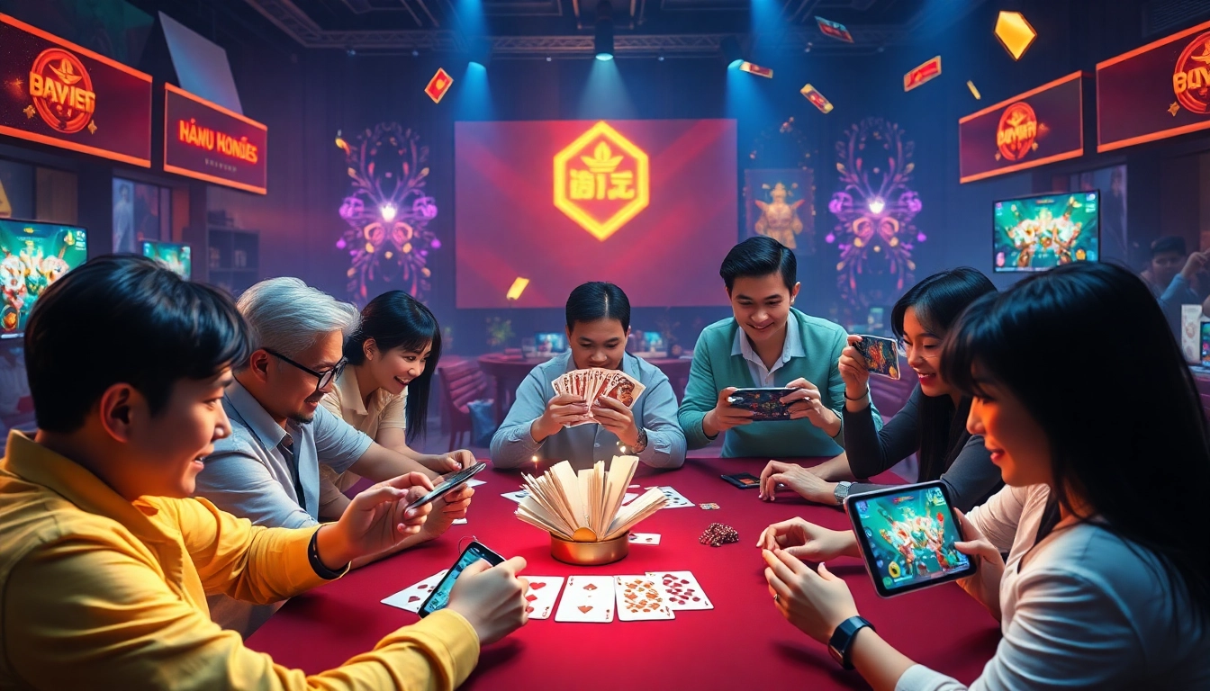 Exciting online gaming scene featuring players engaging with card games on gamebaidoithuong.com.vc.