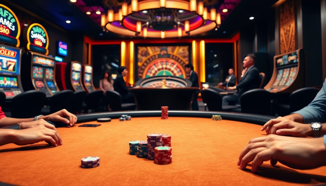 Experience the thrill of go88 live gaming at a luxurious casino table with vibrant colors and excitement.