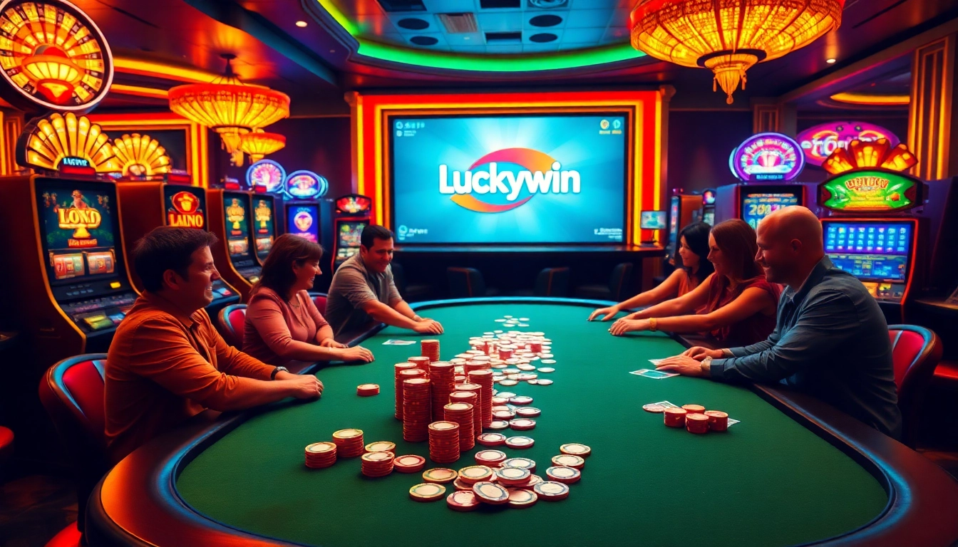 Engaging poker table scene at Luckywin casino, capturing the thrill of the game.